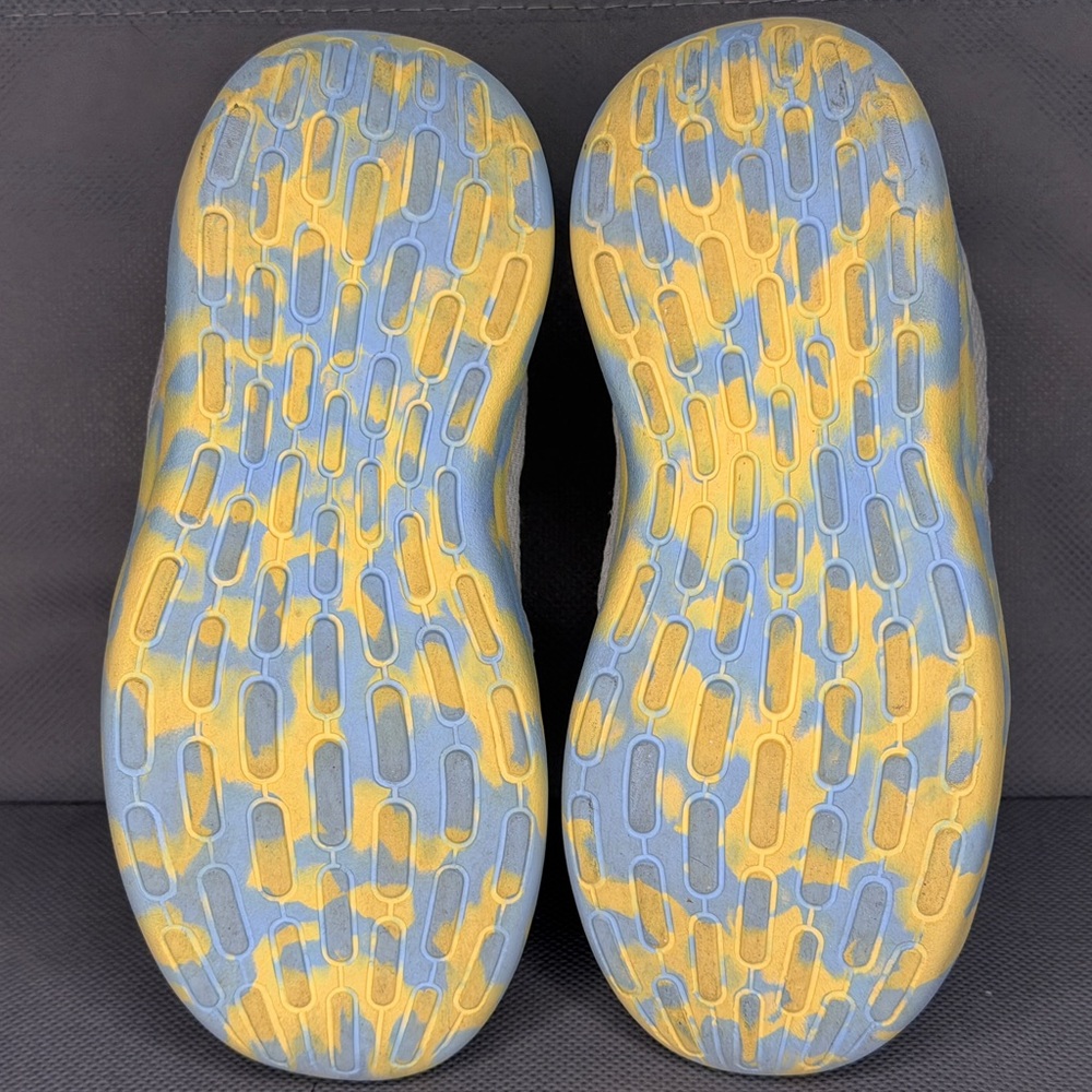 Adidas Kids Sneakers Gray with Blue and Yellow Accents - Size 11 Toddler Girl - Picture 3 of 4